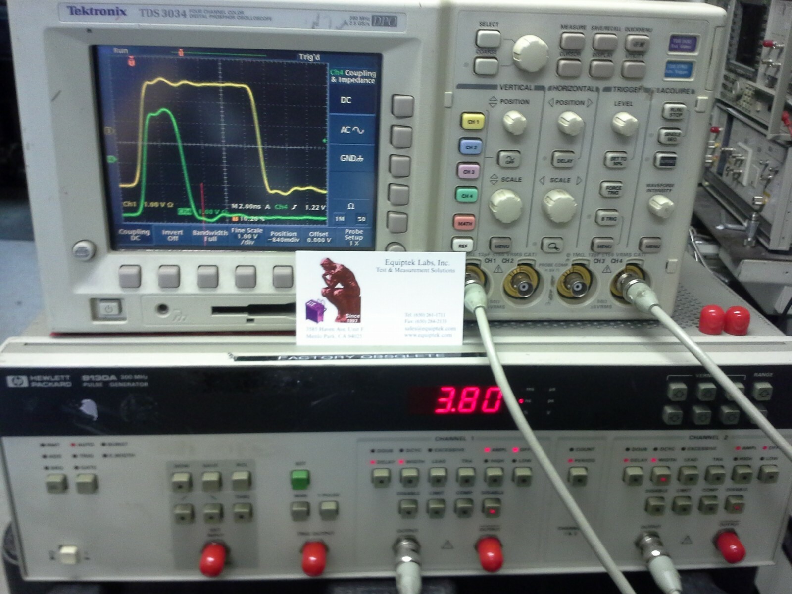 Dual output 300 MHz Pulse Generator HP8130A opt 002 TESTED! 1nS Transition, GPIB