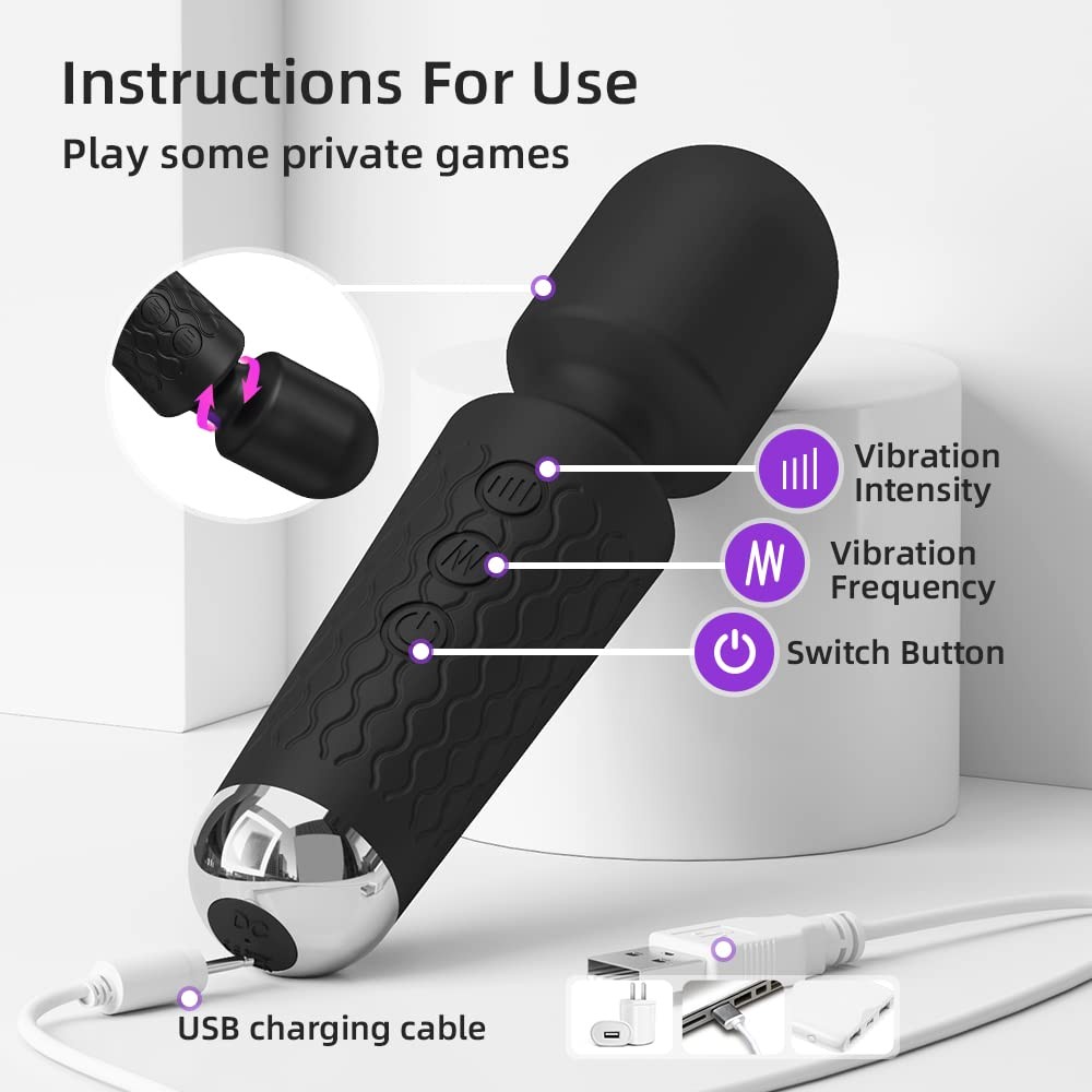 BitOffun Personal Back Massager - Handheld Waterproof & Rechargeable Black