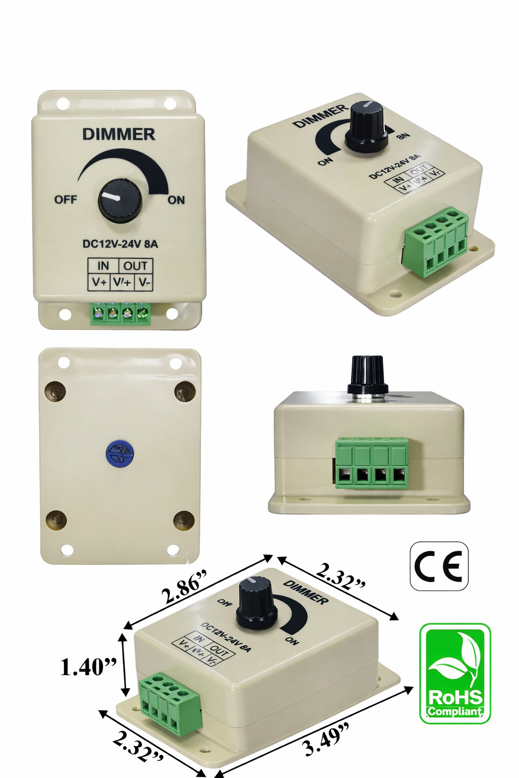 Rebaydo Dimmer Low Voltage One Channel 8A 12VDC 96W