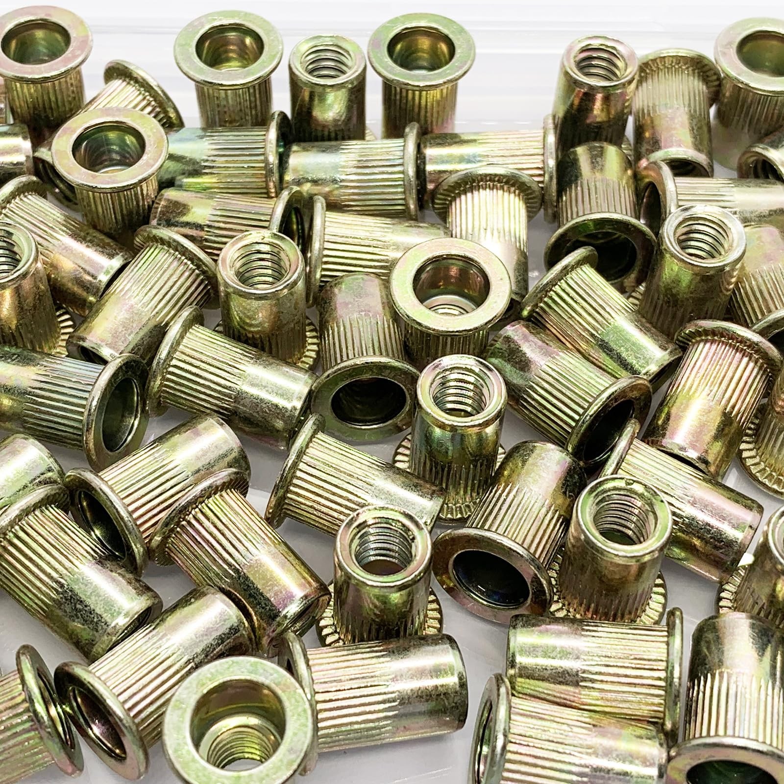 60PCS 5/16-18UNC Rivet Nuts, Carbon Steel Rivnut, Flat Head Threaded Insert