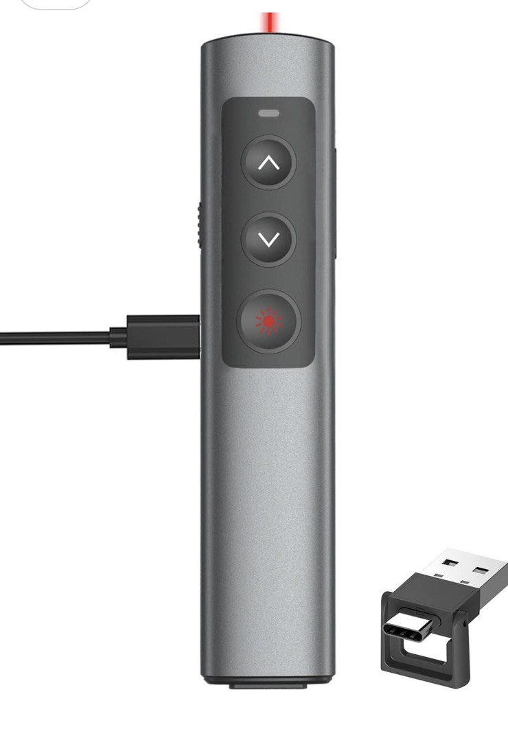 Wireless Presenter Remote Clicker for PowerPoint Keynote Mac PC Laptop USB-C Red