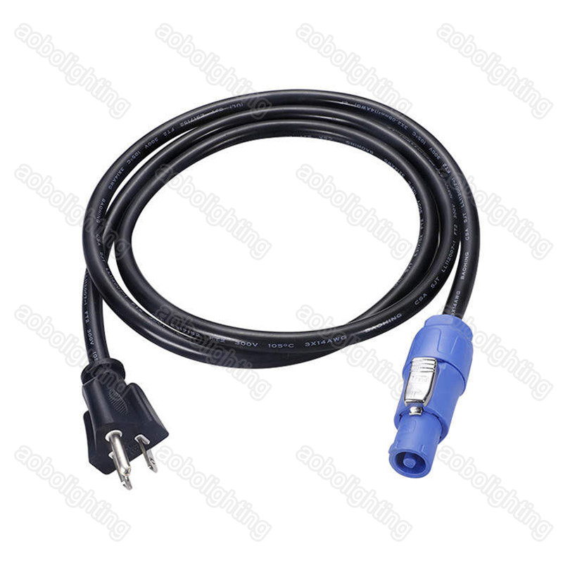 DJ Stage Light Cable Power Plug to Blue PowerCon Connector 4.9ft/1.5m Ac Cord