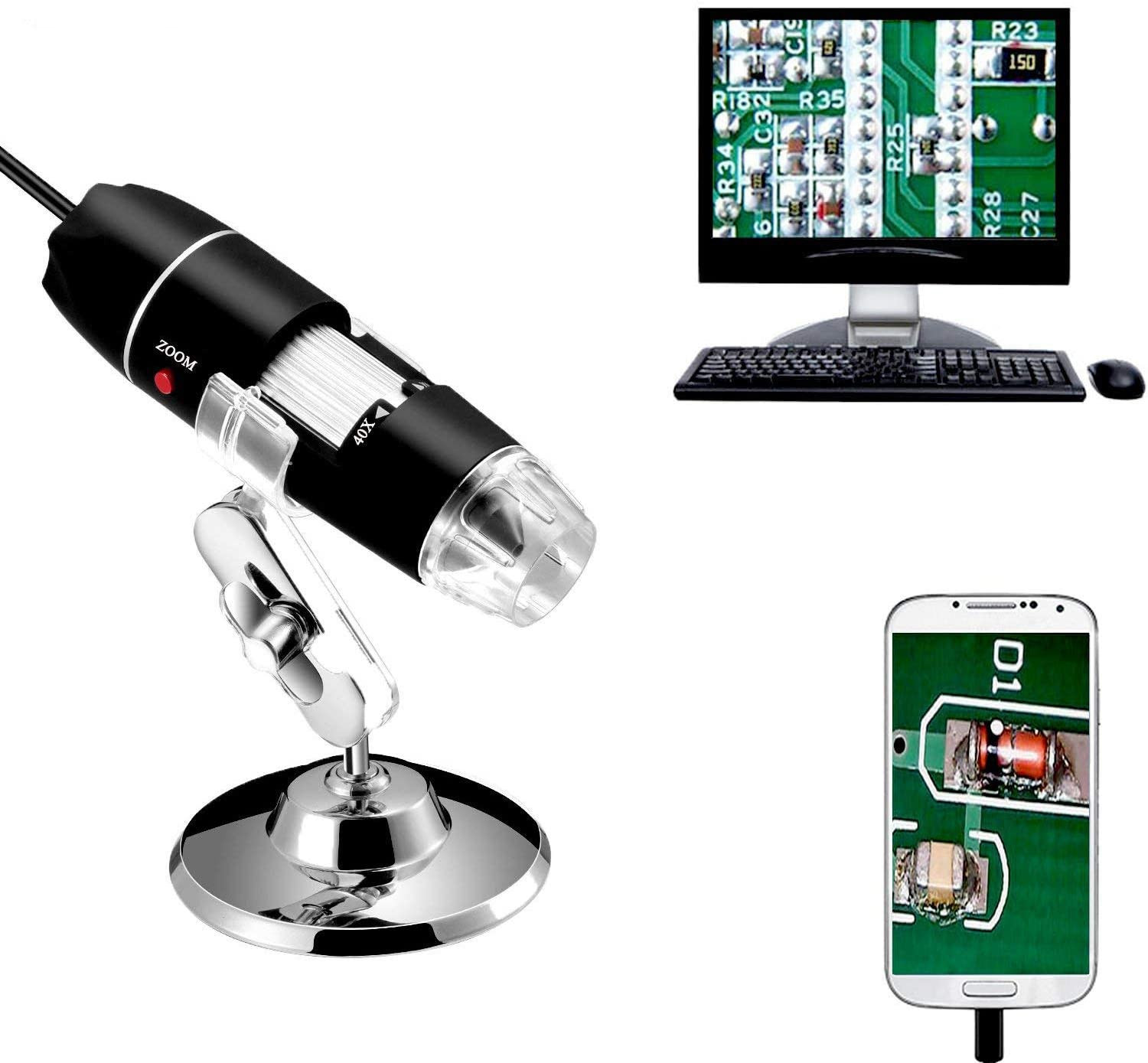 Jiusion 40 to 1000X Magnification Endoscope, 8 LED USB 2.0 Digital Microscope, M