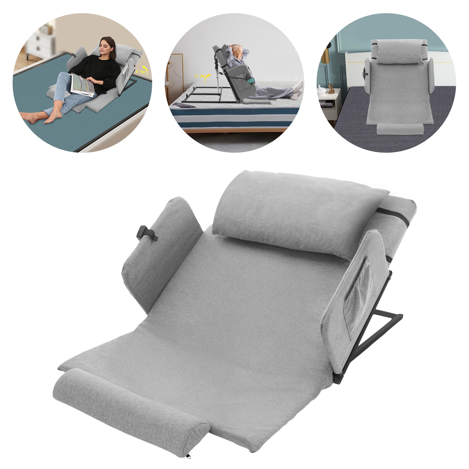 Grey Electric Lifting Adjustable Bed Back Rest Electric Lift Backrest Bed GIFT