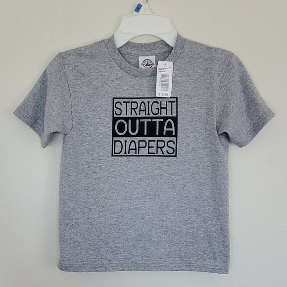 NWT Straight Outta Diapers Gray T-Shirt 4T
