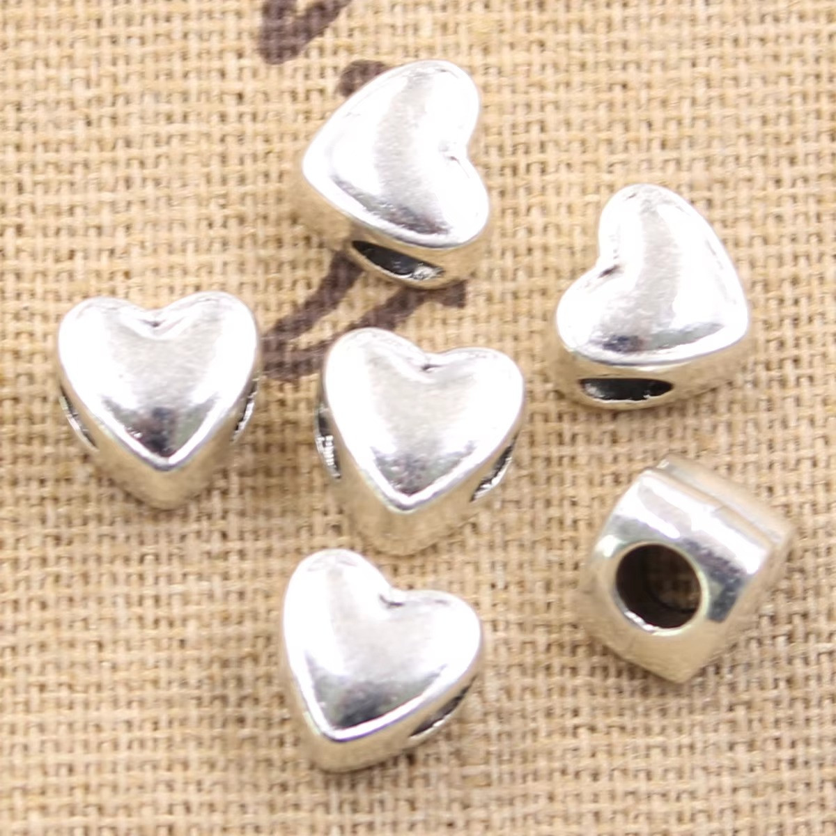 15pcs Heart 3.5mm Big 15pcs Antique Silver Beads Bracelet Jewelry Beads DIY fit