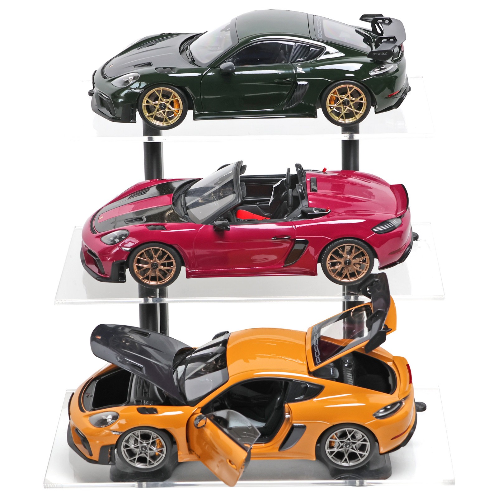 1:18 Scale Acrylic Display Stand for Diecast Model Cars, 3 Tier Shelf Black