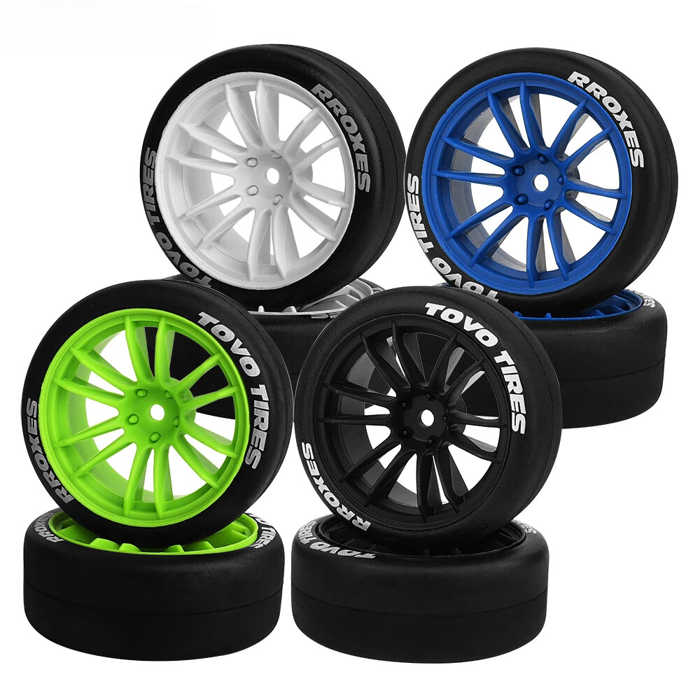 1/10 RC Car Drift Tires&Wheel Rim 4PCS 12mm Hex For HPI HSP On Road Racing Model