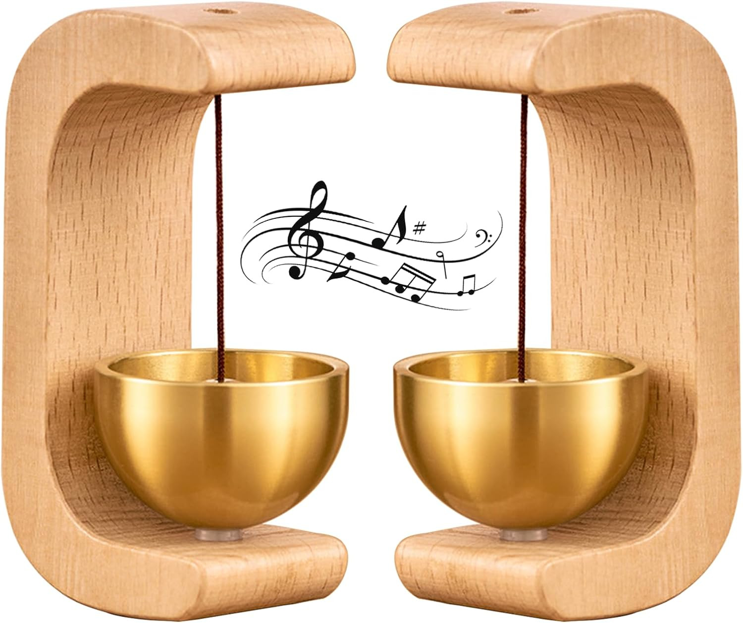 2 Pcs Magnetic Door Chime Bell, Wooden Shopkeepers Bell for Door Opening - Ding