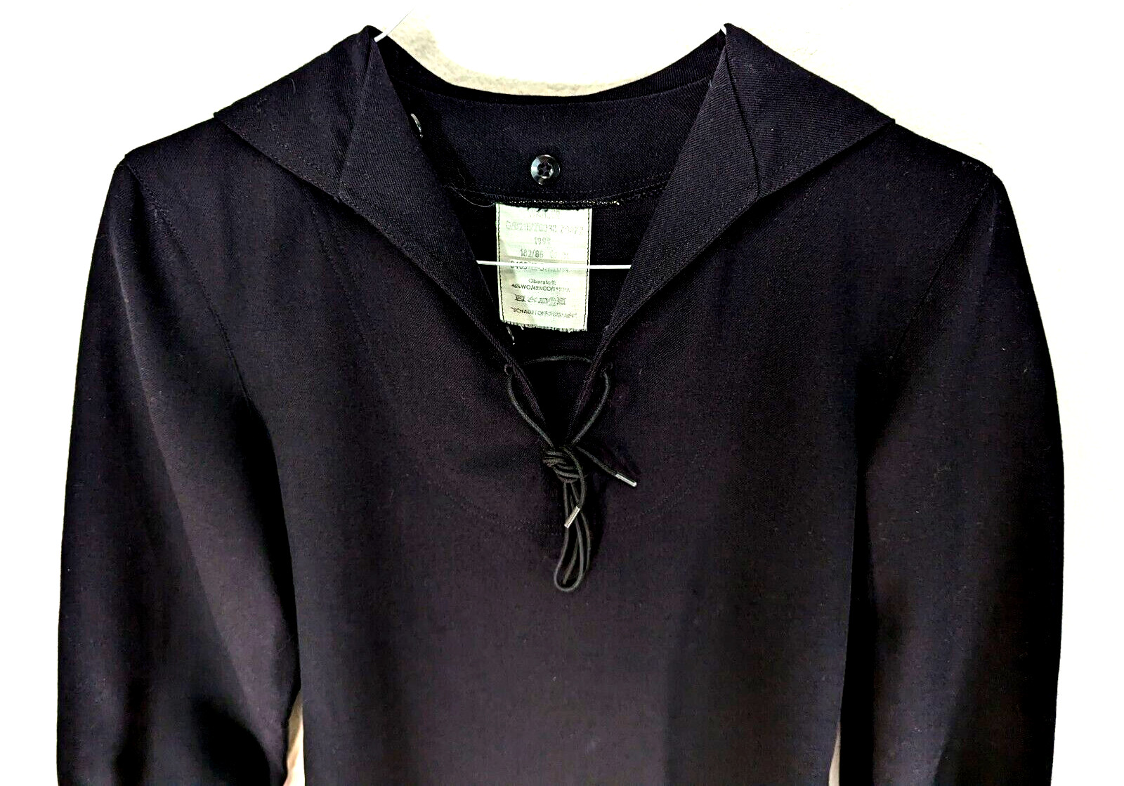 Vtg WAHLER 1999 German Military/Navy Black Wool Blend Lace-Up Shirt Fits XS/S *
