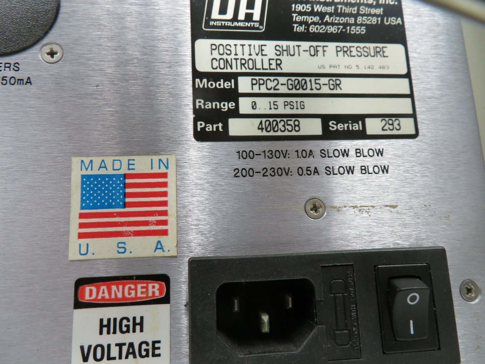DHI/Dh Instruments PPC2 Positive Shutoff Pressure Controller/Calibrator - NV1