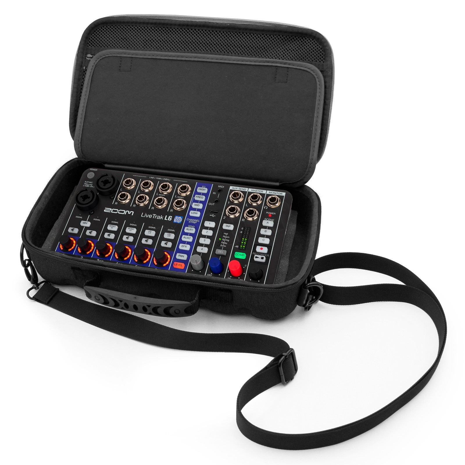 CASEMATIX Travel Case Fits Zoom LiveTrak L-6 Mixer, Cables, Power Supply & Gear