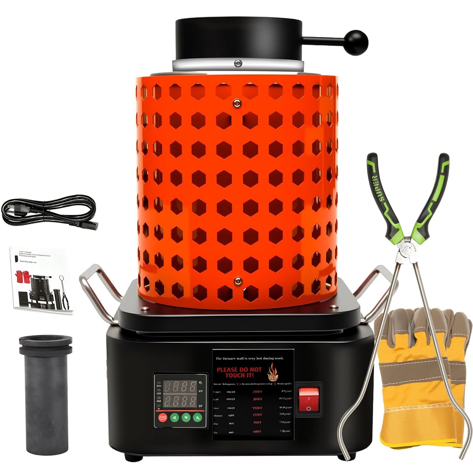 3KG Electric Melting Furnace Gold Silver Metal Smelter 110V Crucible Kit