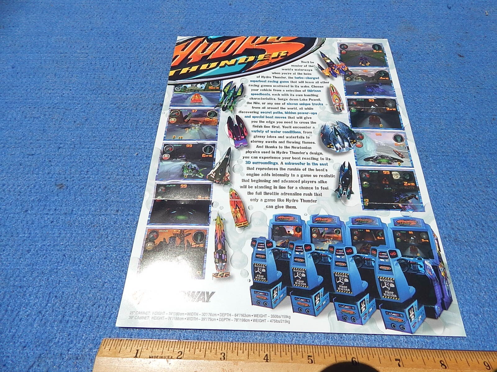 1999 Midway HYDRO THUNDER video game advertising flyer