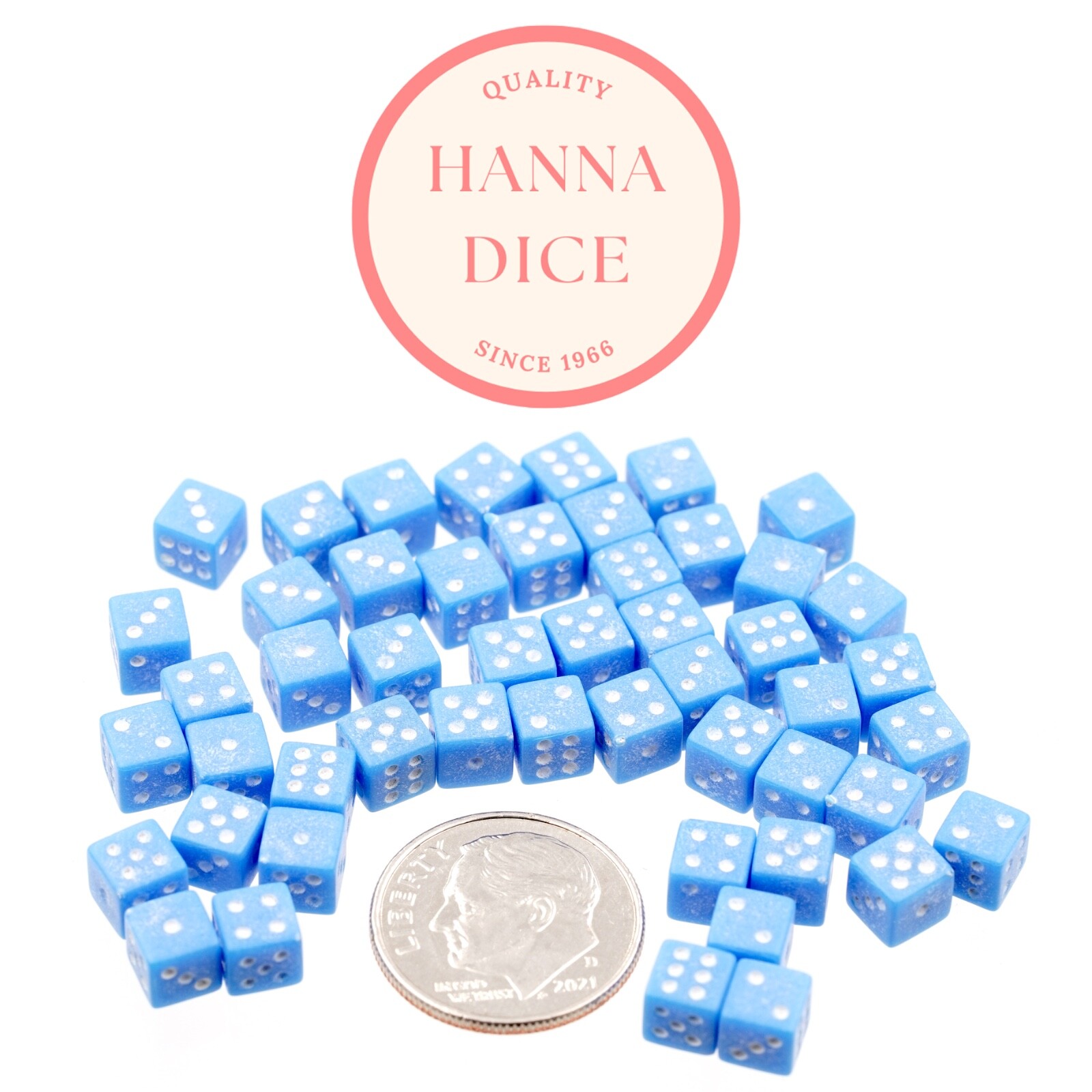 New 5mm Deluxe 50 MINI Dice Blue RPG Game Tiny D6 Set