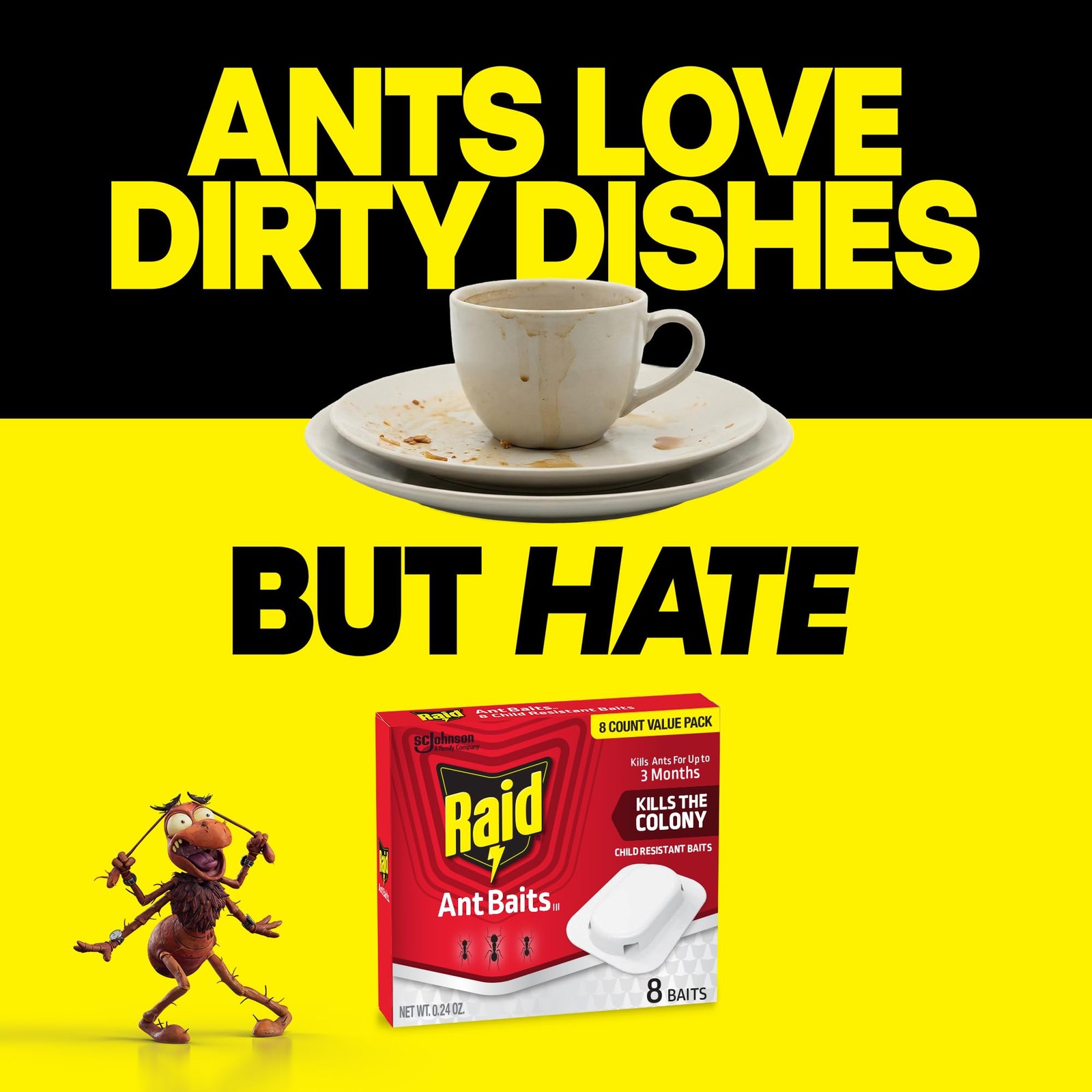 Raid Ant Killer Baits, Child Resistant Bug for Indoor 8 Count, Red