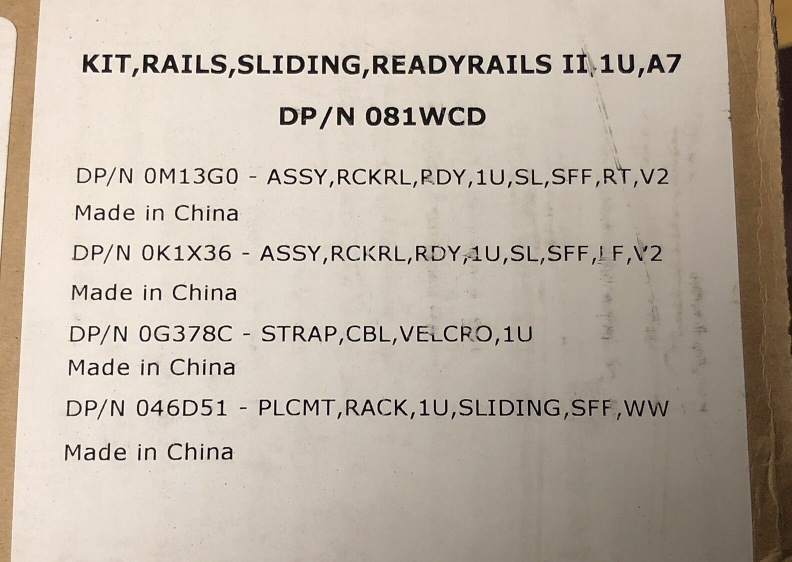 Dell 1U Sliding Rail A7 Kit R320 R330 R430 R620 R630 R640 NX3300 NX400