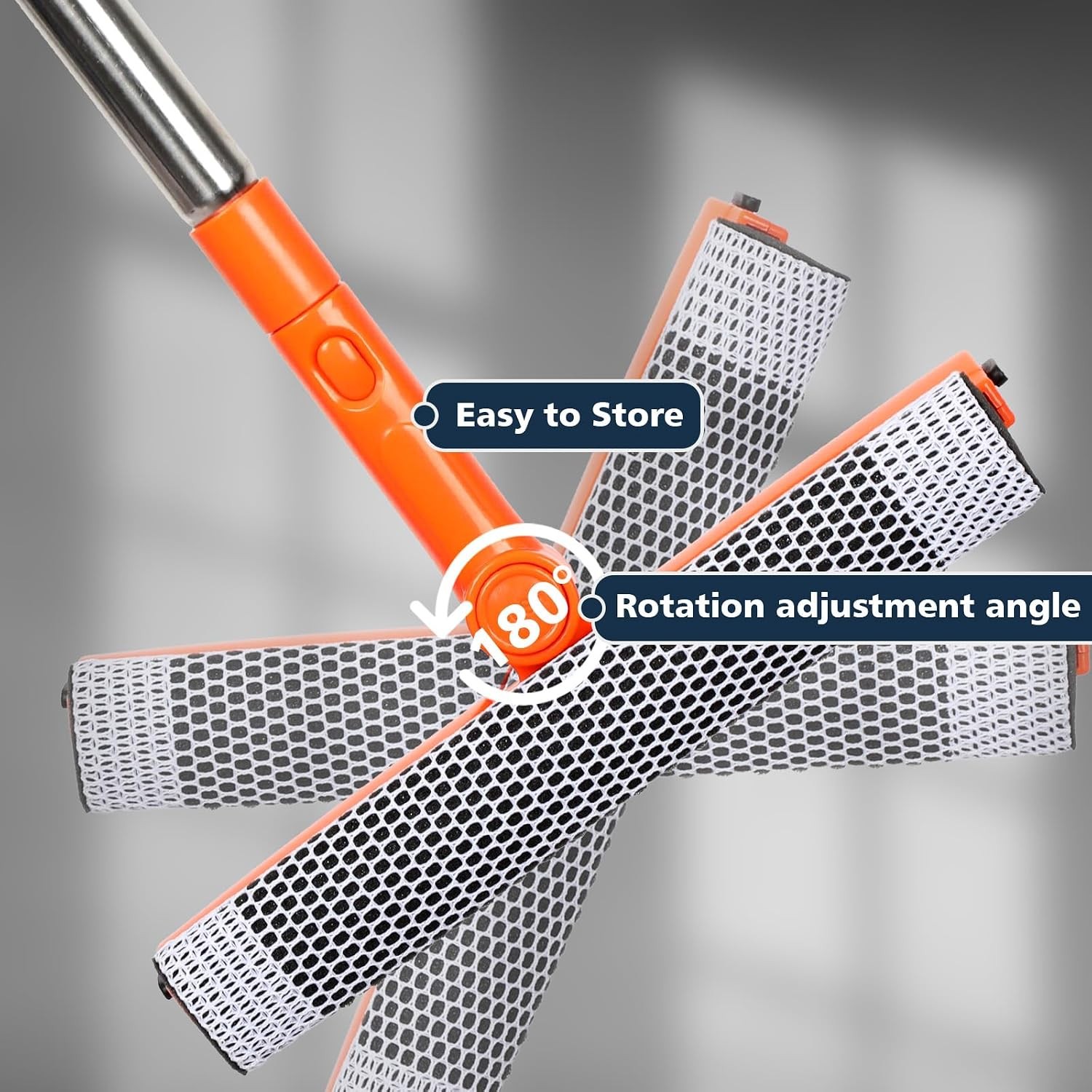 Professional Window Squeegee,2 in 1 Squeegee Window Cleaner with Long Stainless