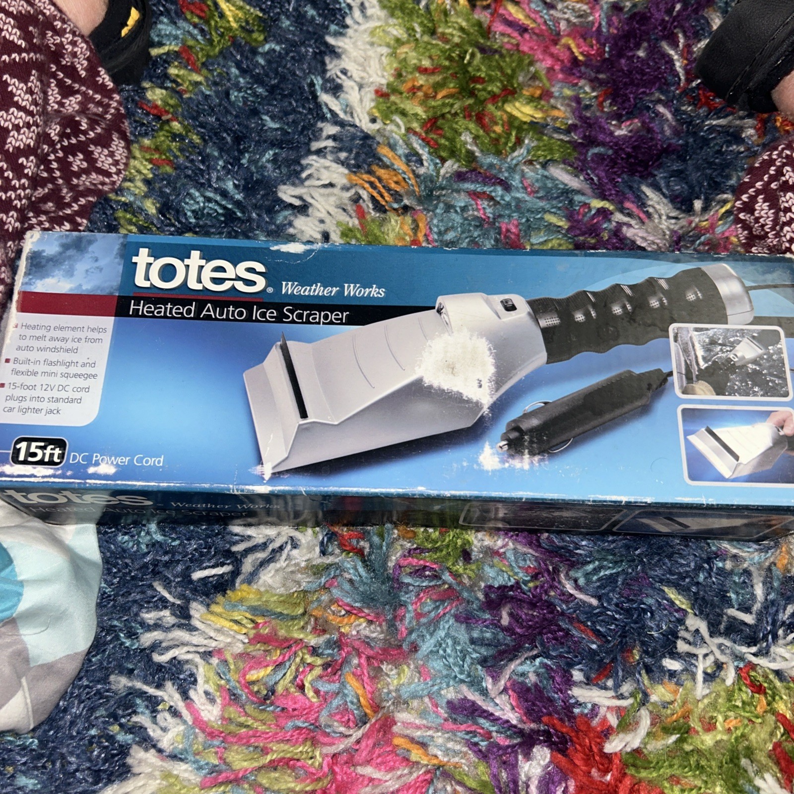 Totes Heated Auto Ice Scraper & Squeege 15 Ft 12 V DC Open Box