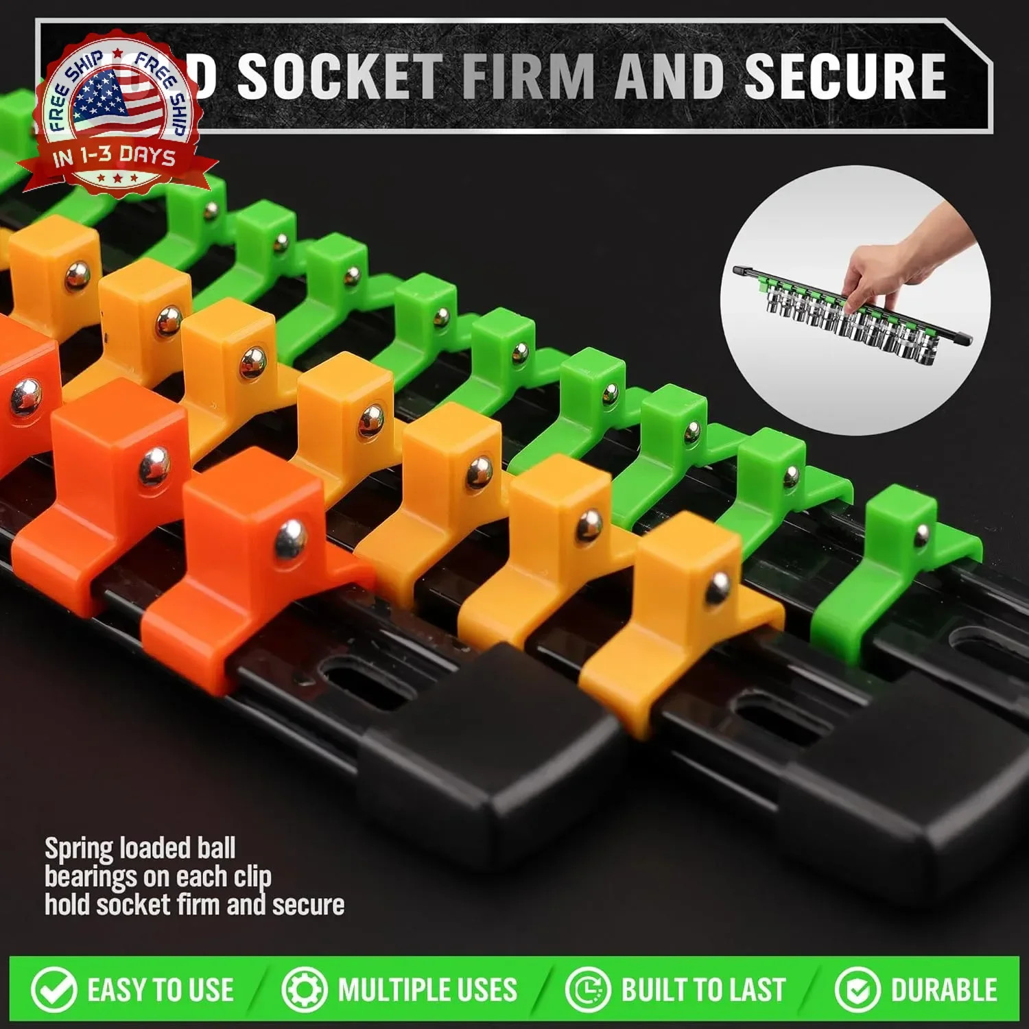 Socket Organizer Set 238 Clips Heavy Duty ABS Plastic Tool Box Drawer