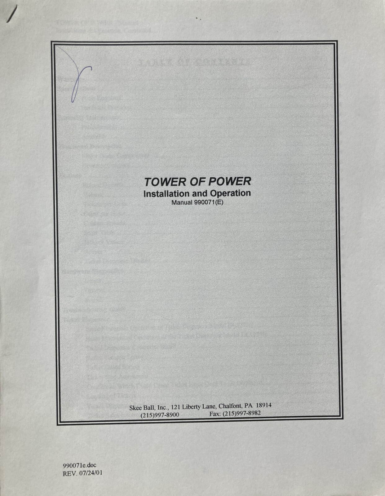 Tower Of Power Arcade Game Manual