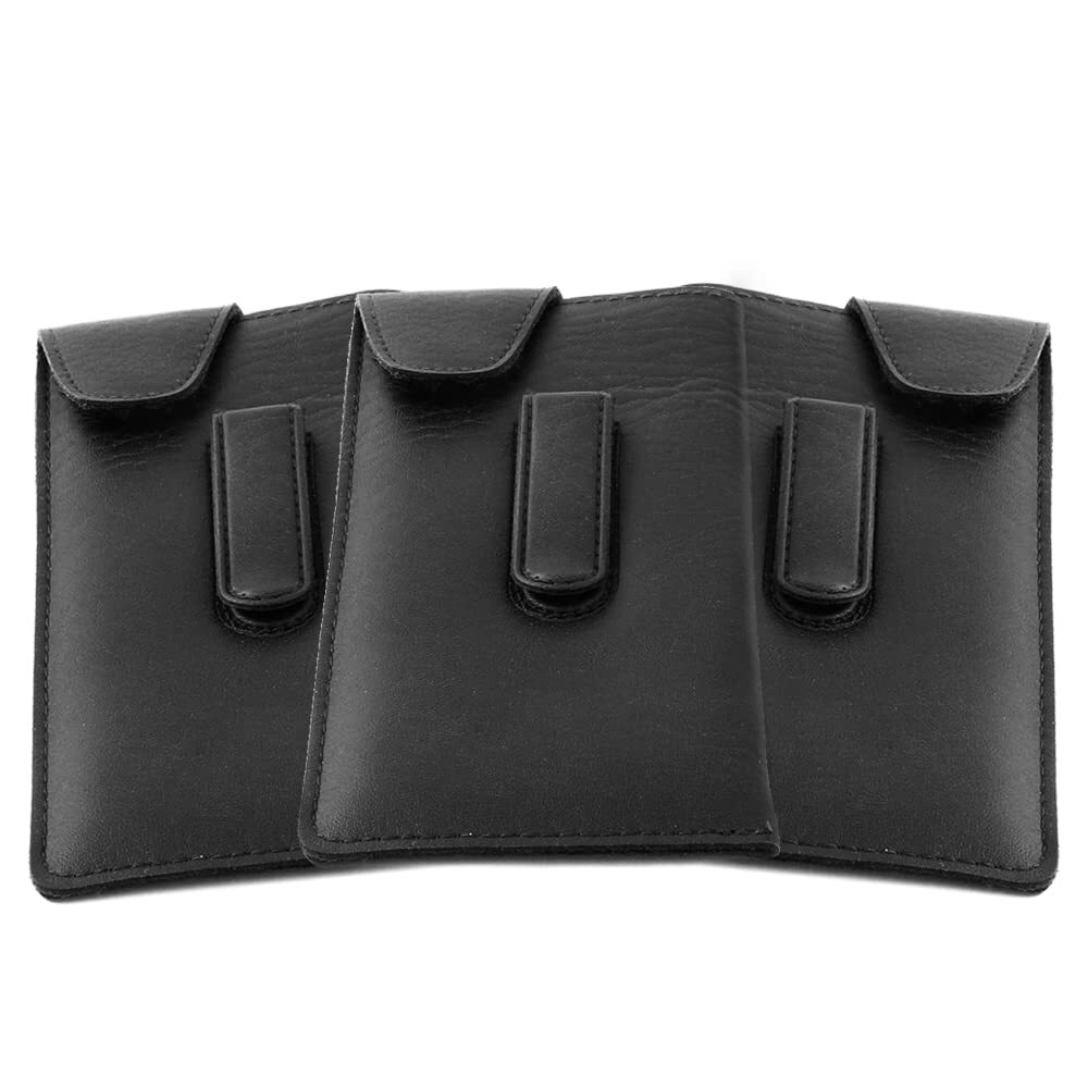 Calabria Durango Eye Glasses Case Soft PU Leather Eyeglass Case with Clip Black