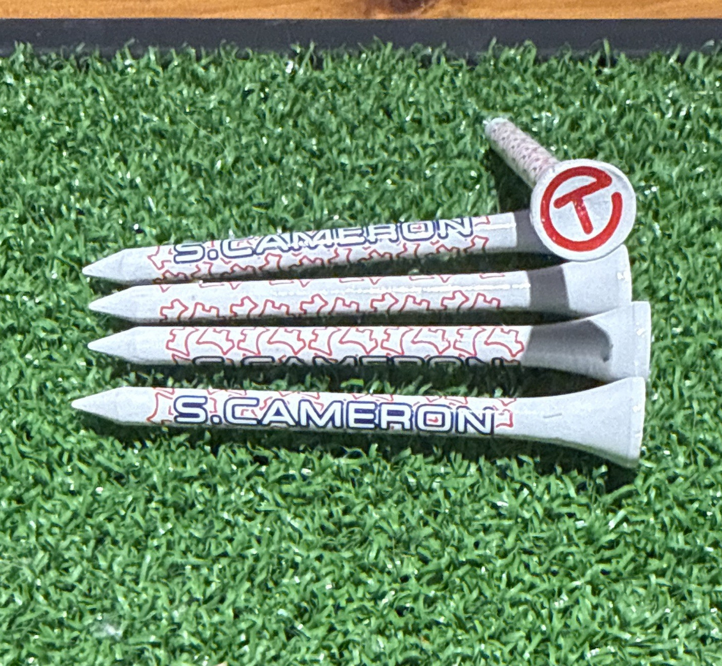 Scotty Cameron Wood Golf Tees 3.25in White w/ Red T Logo Lot of 5
