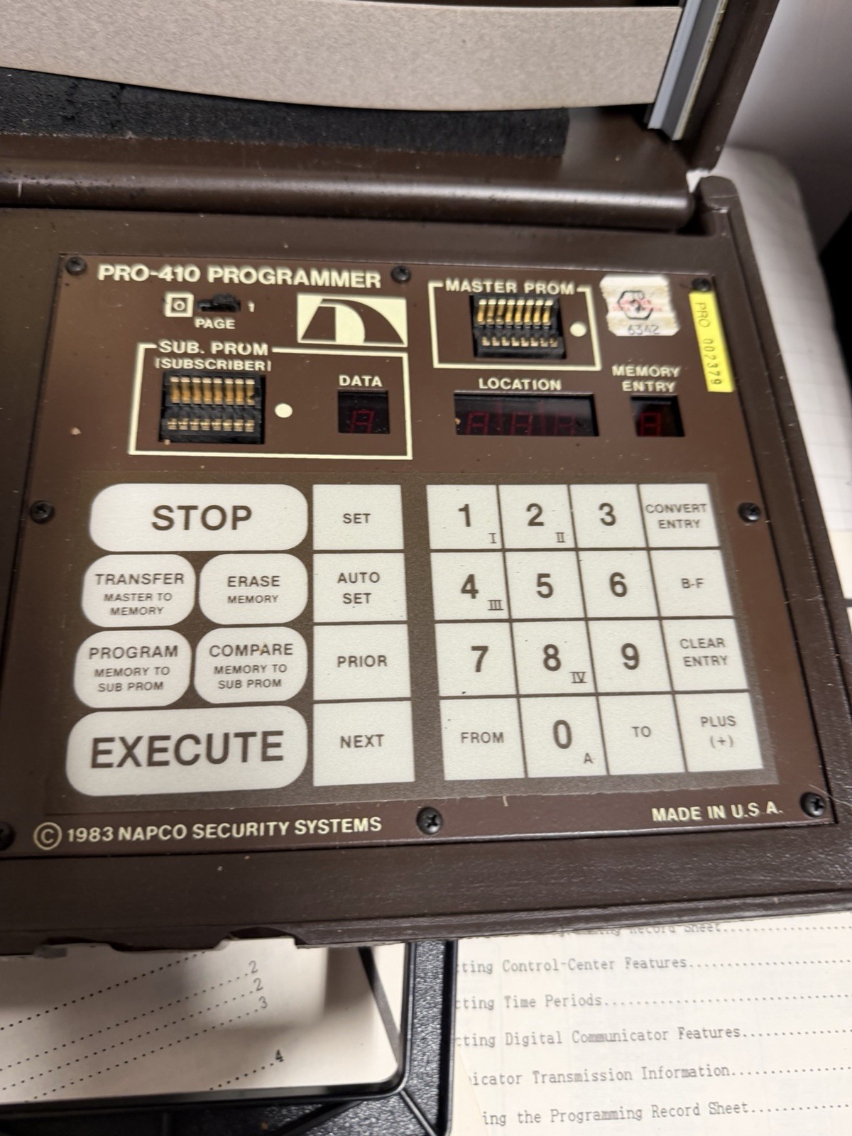 NAPCO PRO-410 PROGRAMMER PROGRAM TESTER VINTAGE PRO-410M