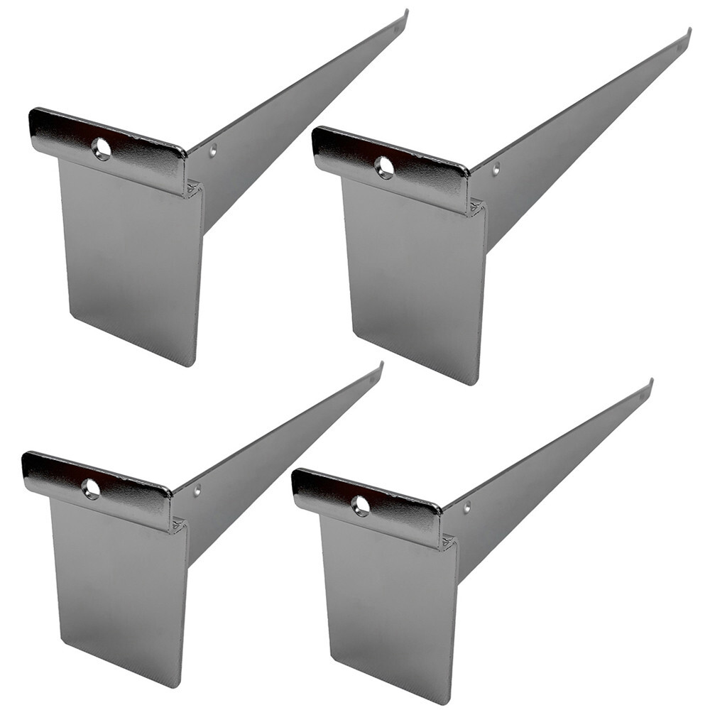 14" Slatwall Shelf Bracket, Chrome, Hanger Display Panel Shelf 10 Pc Set