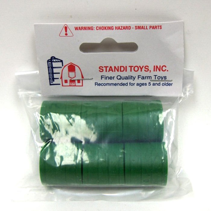 Standi Toys 1/64 Plastic Green Round Hay Bales, 6 Pack Farm Toy Accessory ST334