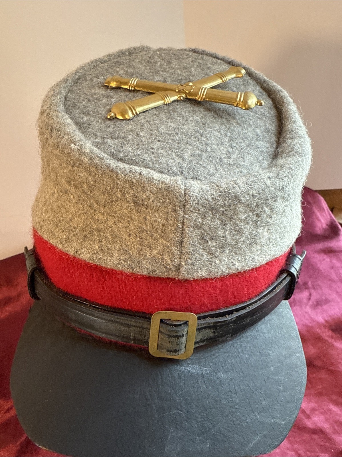 Civil War CSA Confederate Artillary Grey Wool KEPI Forage Cap -see Pics 4 Size