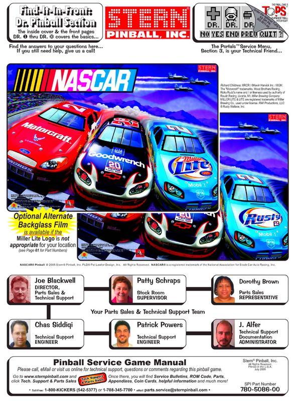 NASCAR Pinball *FULL COLOR* Operations/Service/Repair/Troubleshooting Manual xB