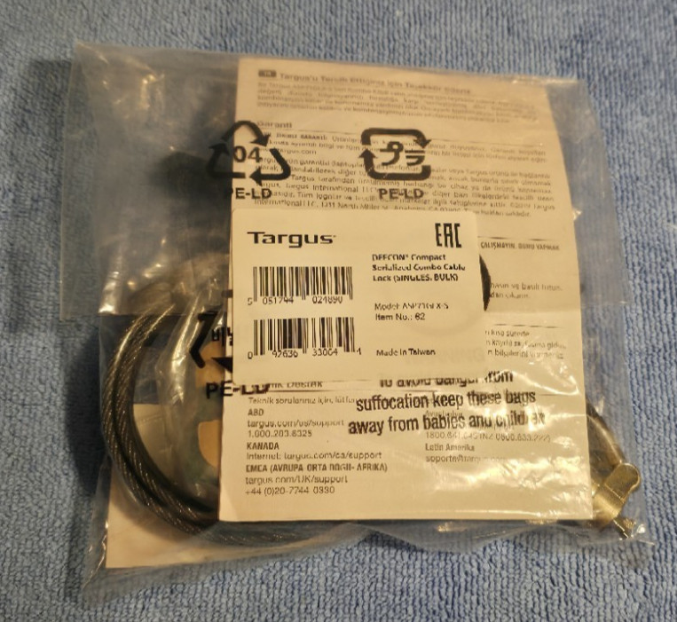 Targus ASP71GLX-S DEFCON Compact Serialized Combo Cable Lock