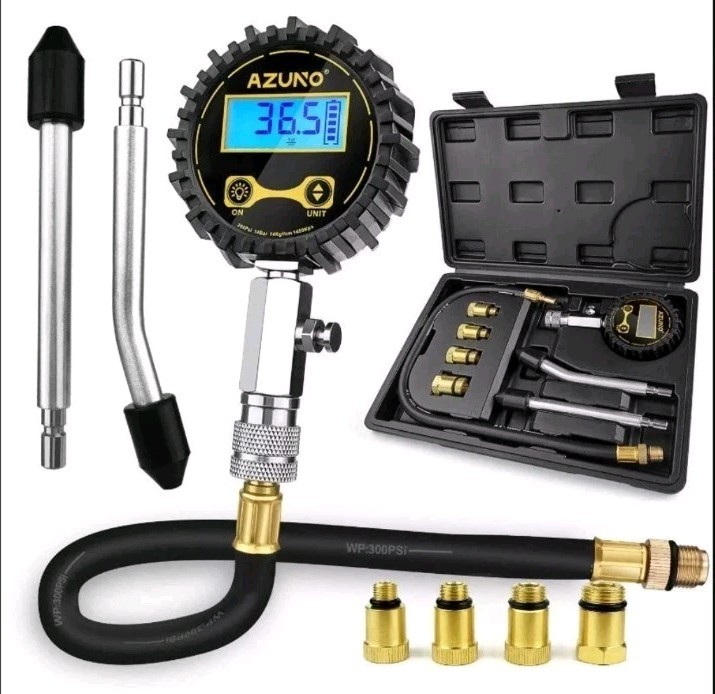 Azuno Cylinder Compression Tester Kit ACT14C New in Box w/Adapter & Hose (Auto)