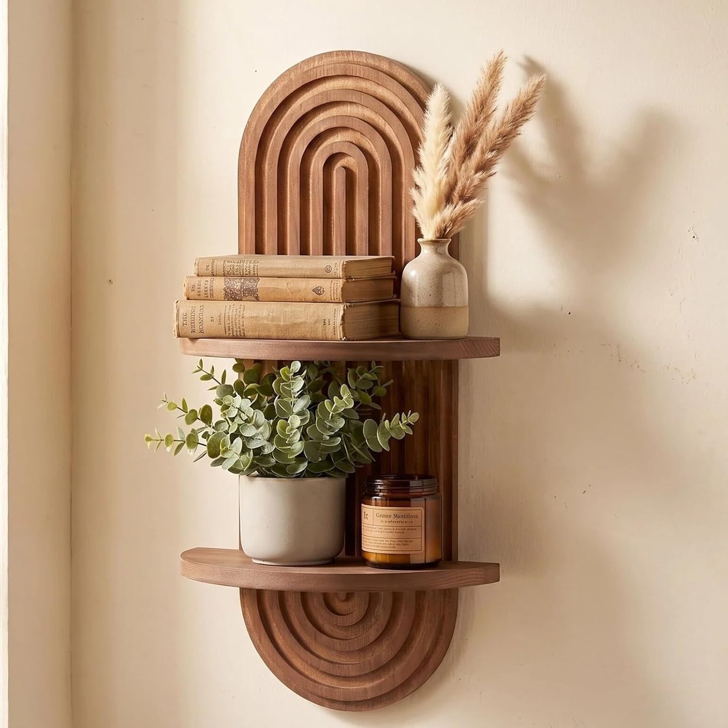 Boho Wall Shelf Wooden Floating Shelf for Boho Decor Scandinavian Style Shelf