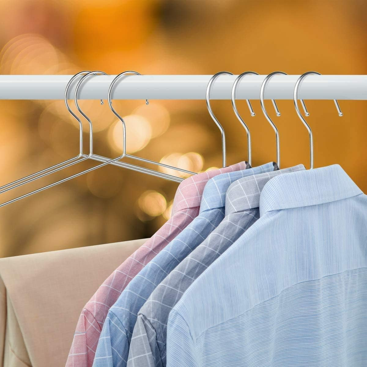30 Pack Stainless Steel Wire Coat Hangers Heavy Duty Non Slip Space Saving