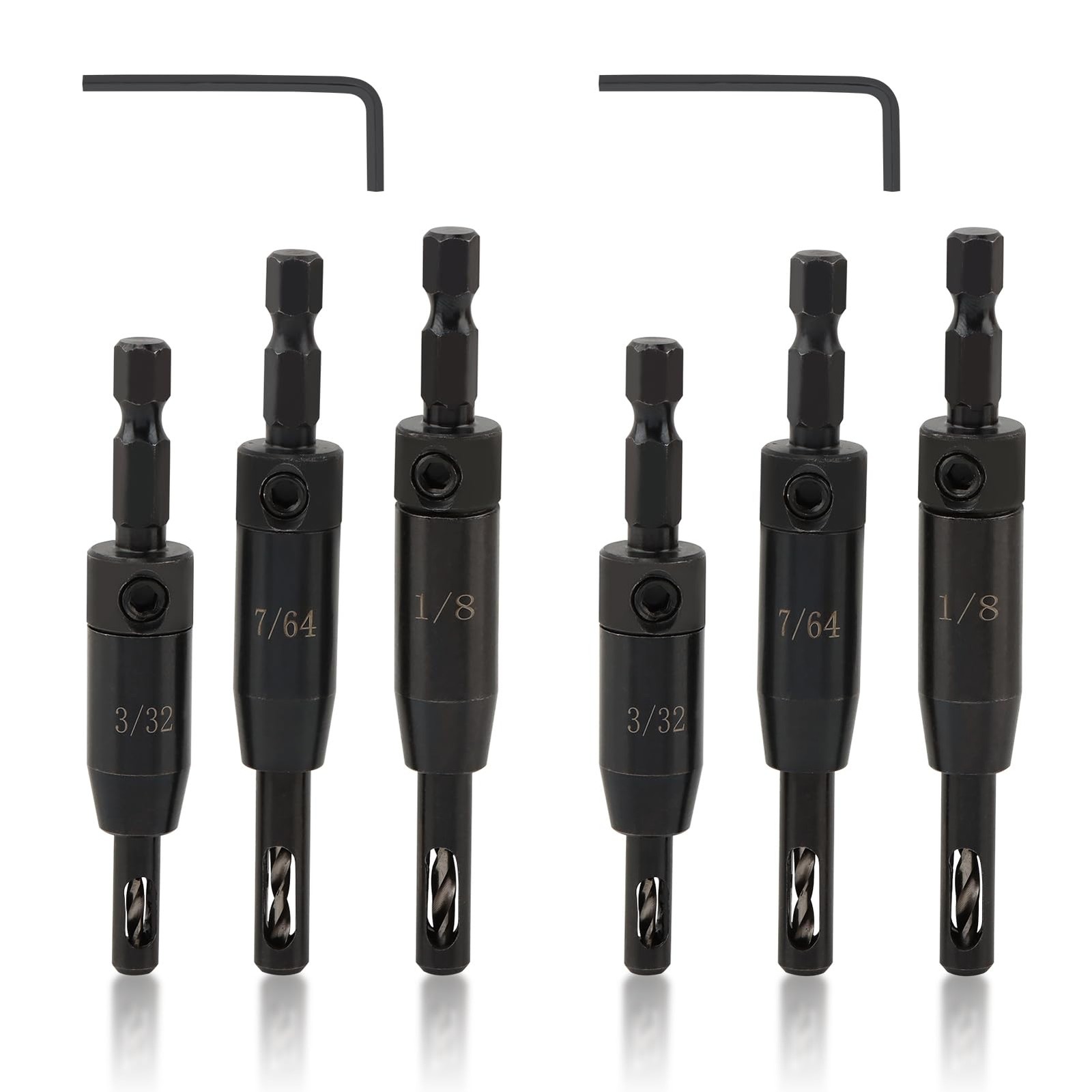 6 Pcs Self Centering Drill Bit Set, 1/4" Hex Shank Hinge Drill Bit Set 3/32",...