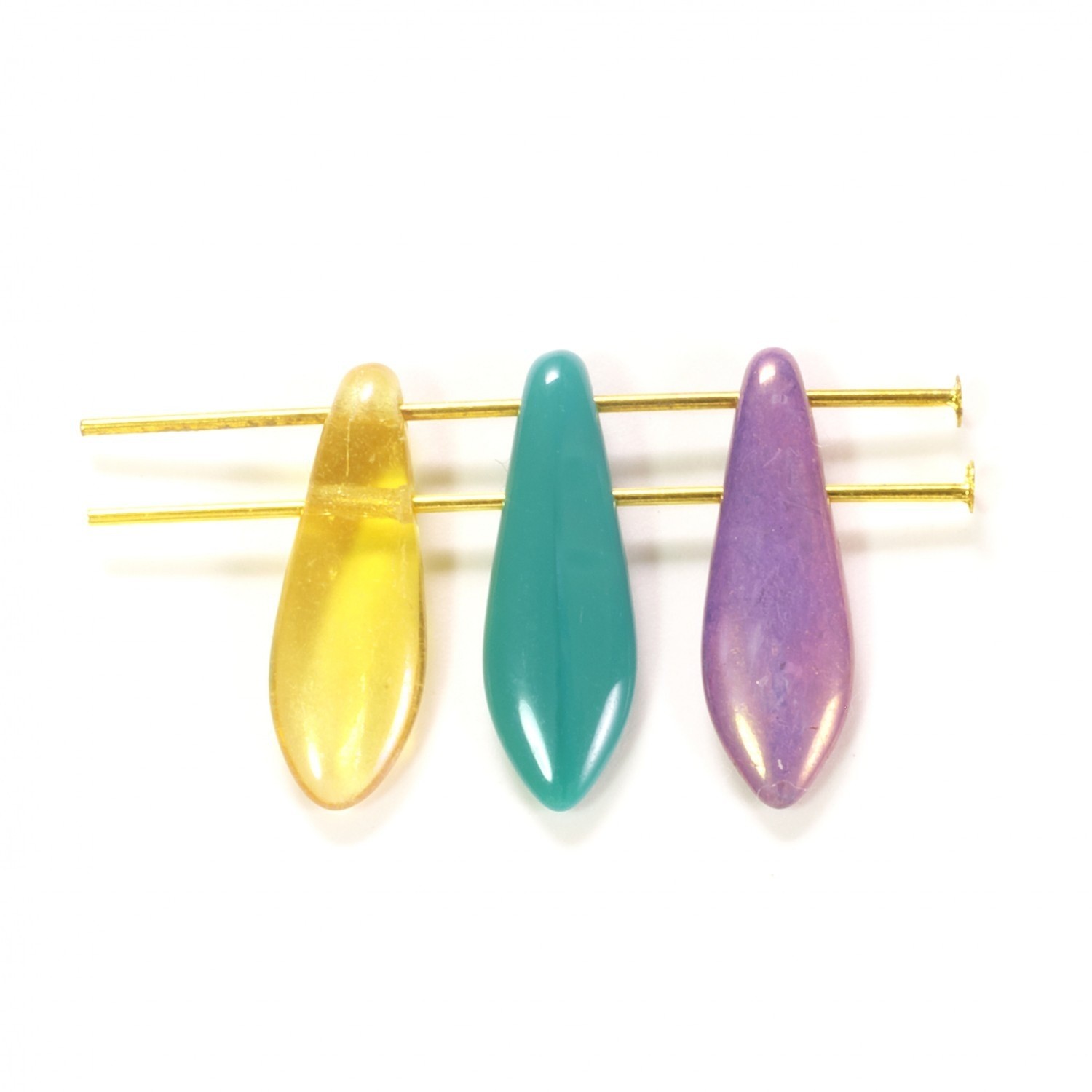 Dagger 2-Hole Bead, Luster Champagne, 5mm x 16mm