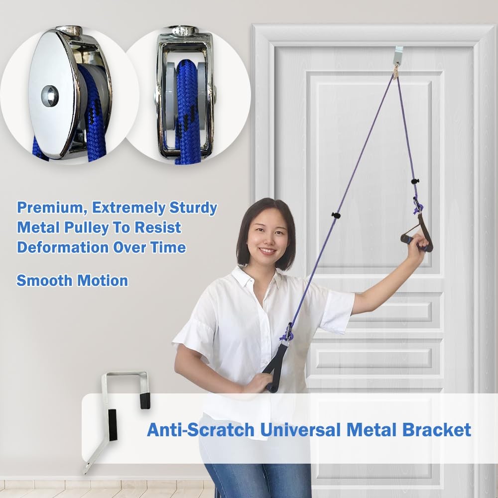 Shoulder Pulley for Physical Therapy, Pulleys Metal Bracket, Blue