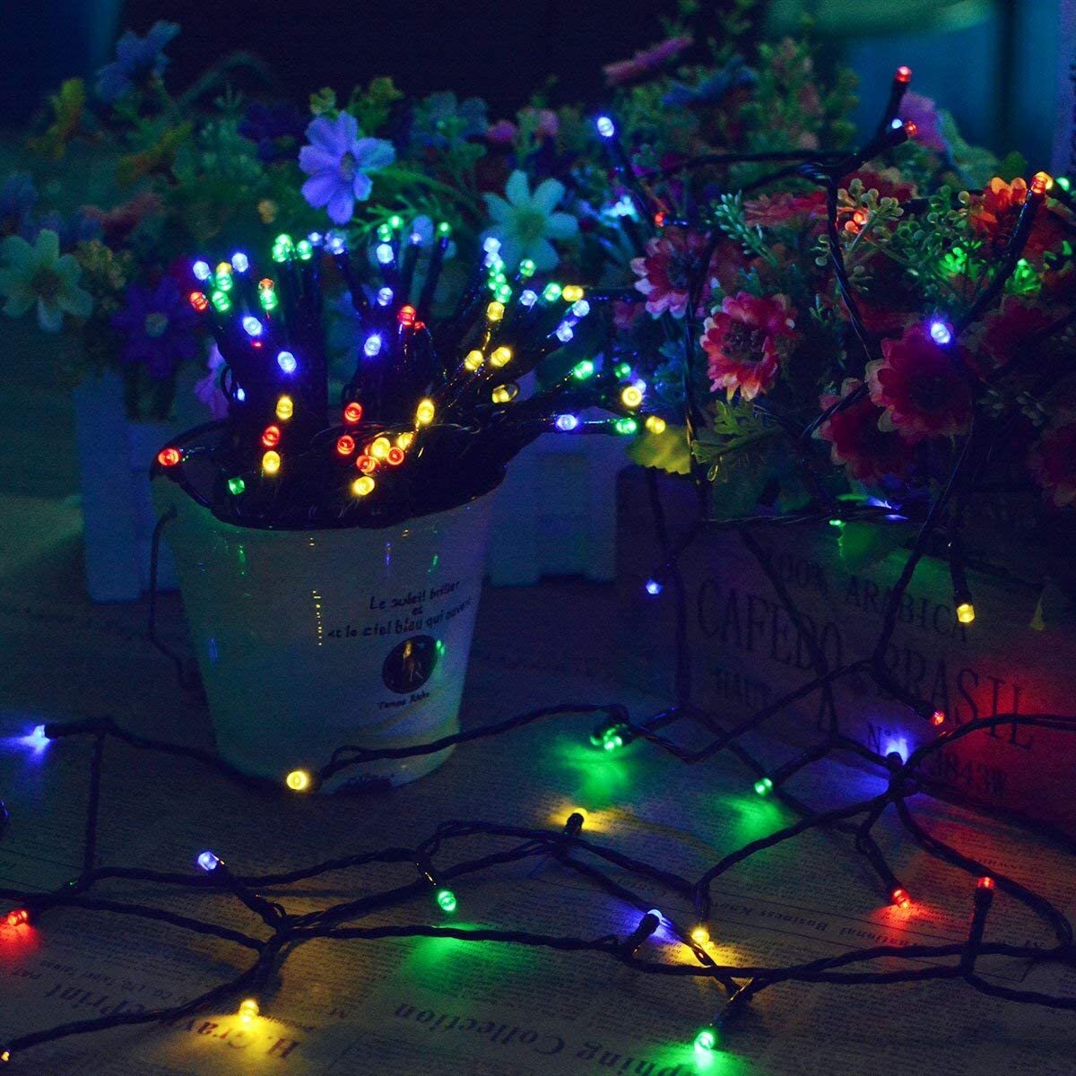 Solar LED Light String, Solar Powered 39 FT 100 Hanging Small lights 8 Modes