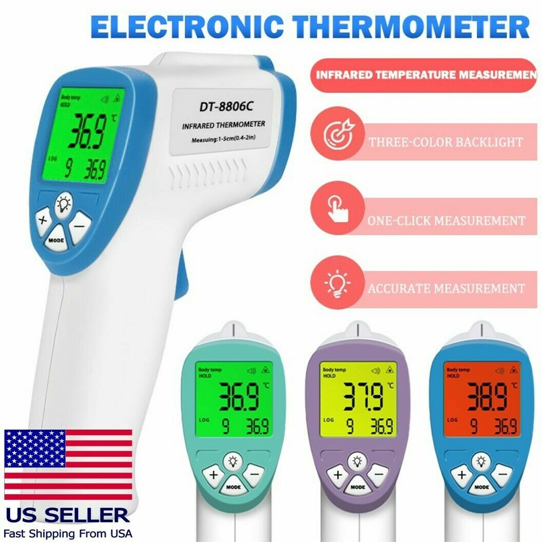 Non-Contact Thermometer Digital LCD Infrared Forehead Baby Adult Temperature Gun
