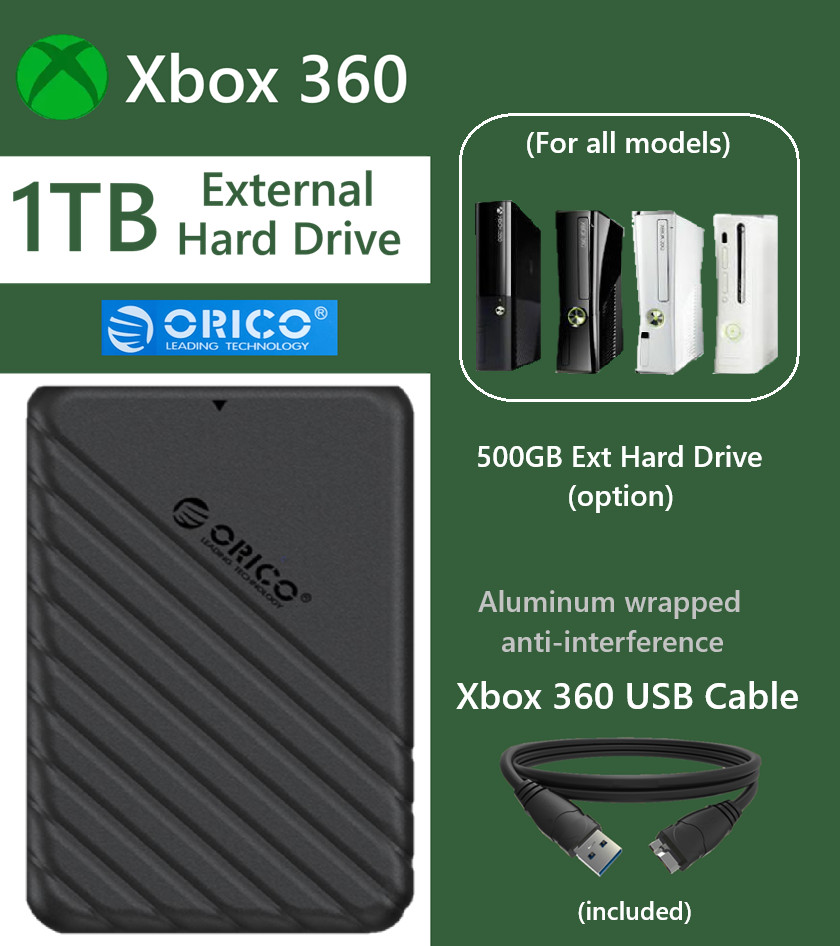 Xbox 360 1tb 500GB Option External Hard Drive (for all models)Orico Gaming Drive