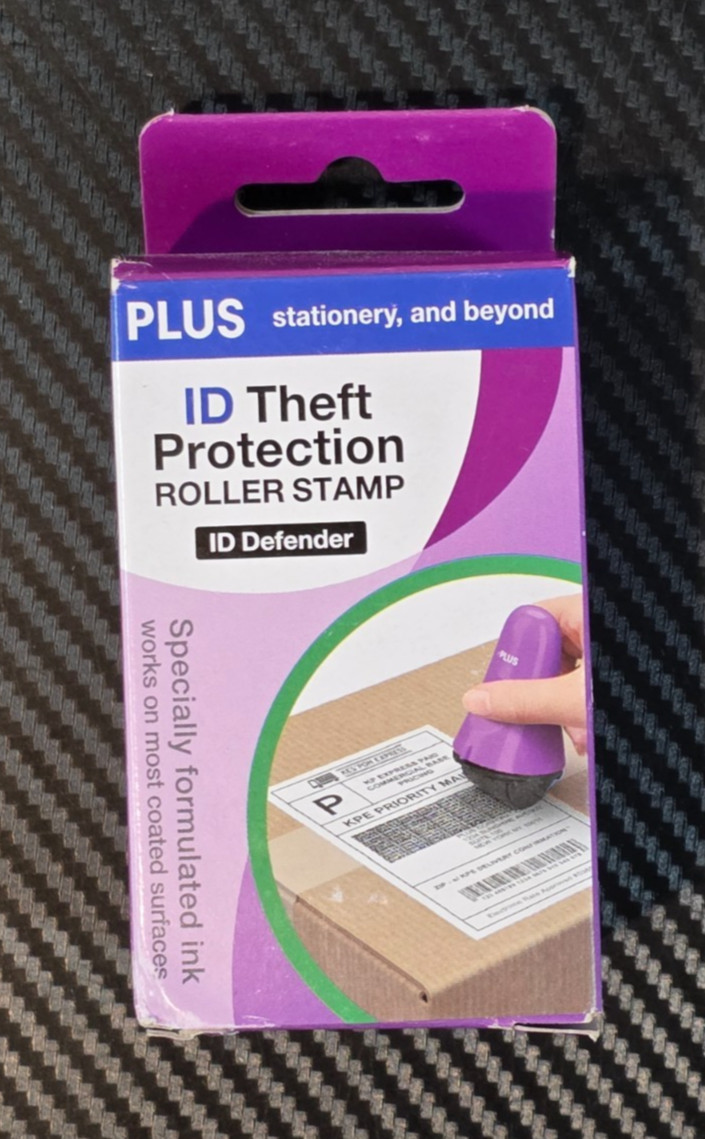 Plus ID Theft Special Ink Roller Stamp Purple, 1-inch Wide and 160ft Long
