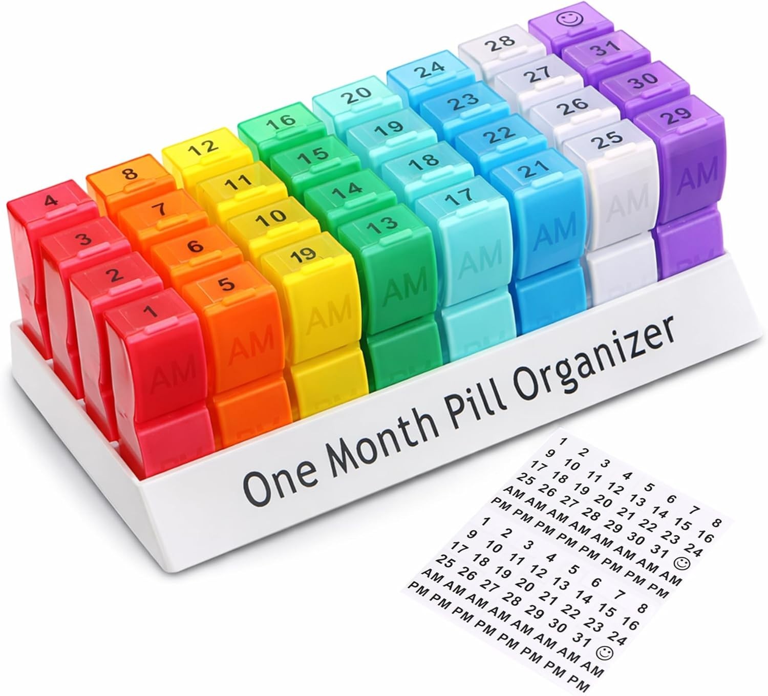 Monthly Pill Organizer 2 Times A Day, One Month Pill Box Am Pm, 30 Day