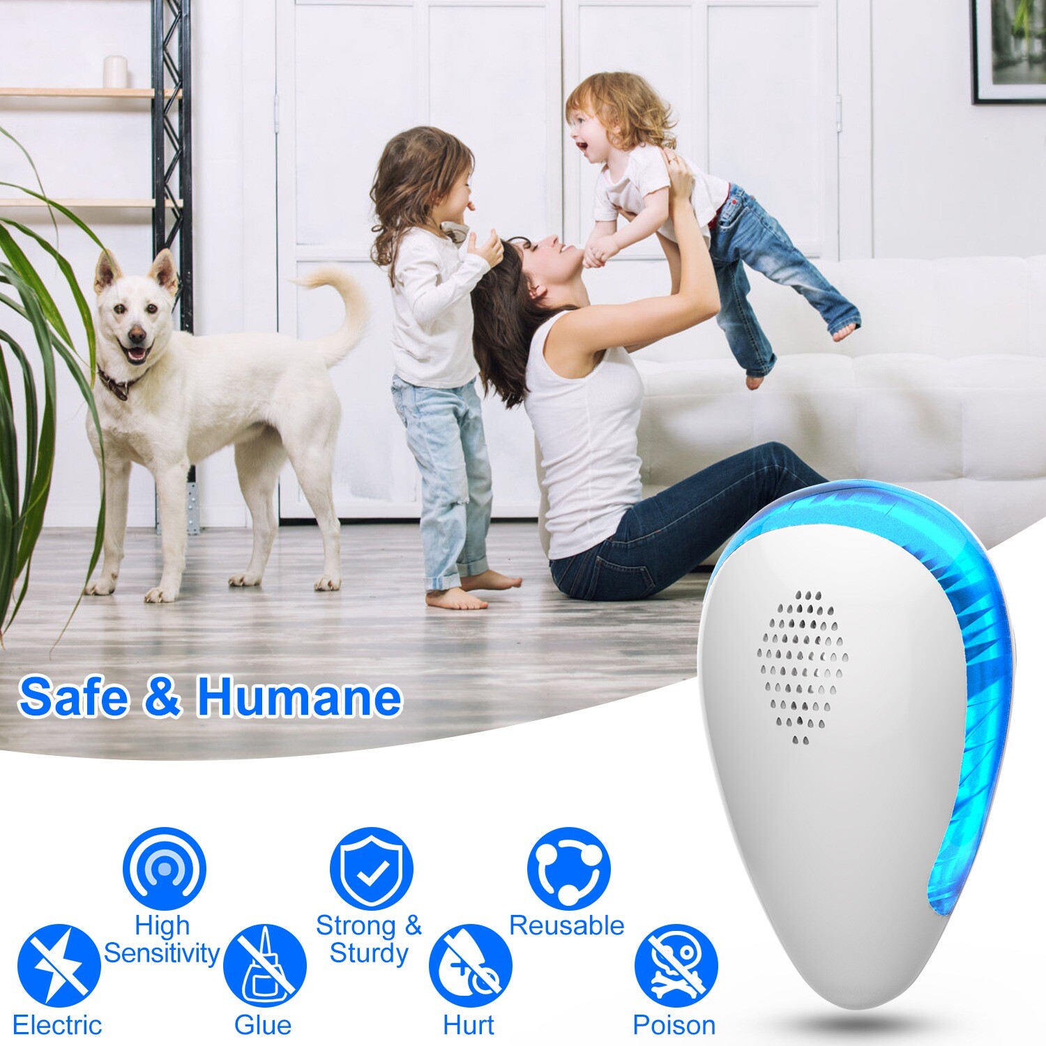 6PCS Ultrasonic Pest Insect Electronic Plug-In Rat Cockroach Bug