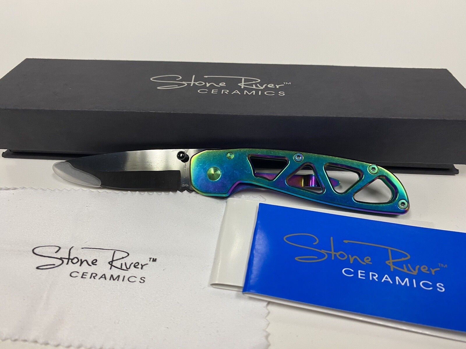 New Stone River Gear SRG5RTB Ceramic Folding Knife w Titanium Coated Handle