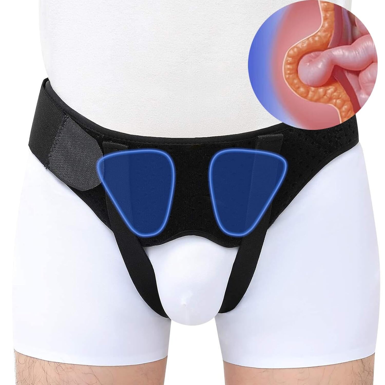 Mens Hernia Support Belt Truss Inguinal with 2 Removable Compression Pads GIrdle