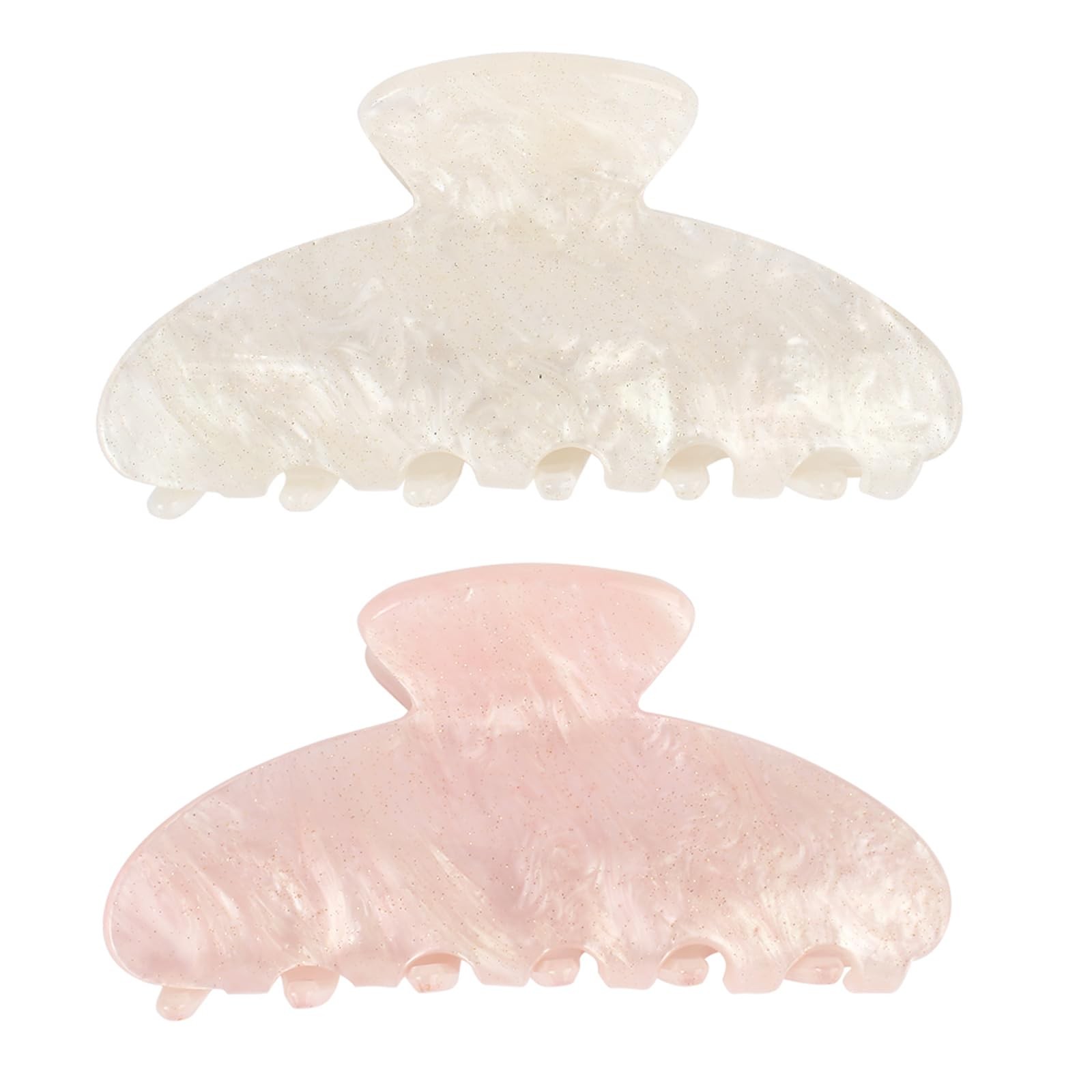 Canitor Hair Claw Clips for Women Acrylic 2 Count (Pack of 1), white,pink