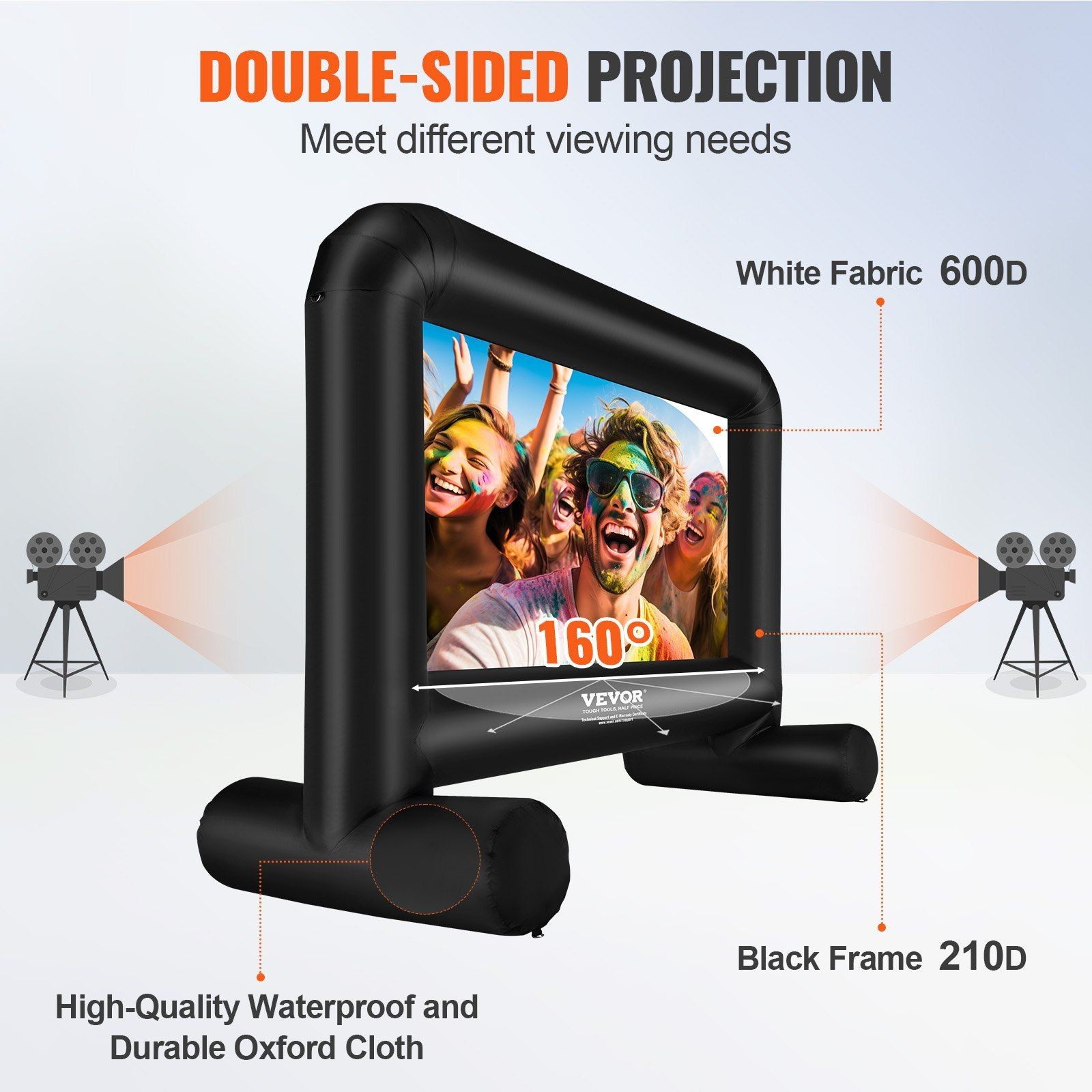 14FT All-Terrain Inflatable Screen 160° Viewing Range Portable Construction