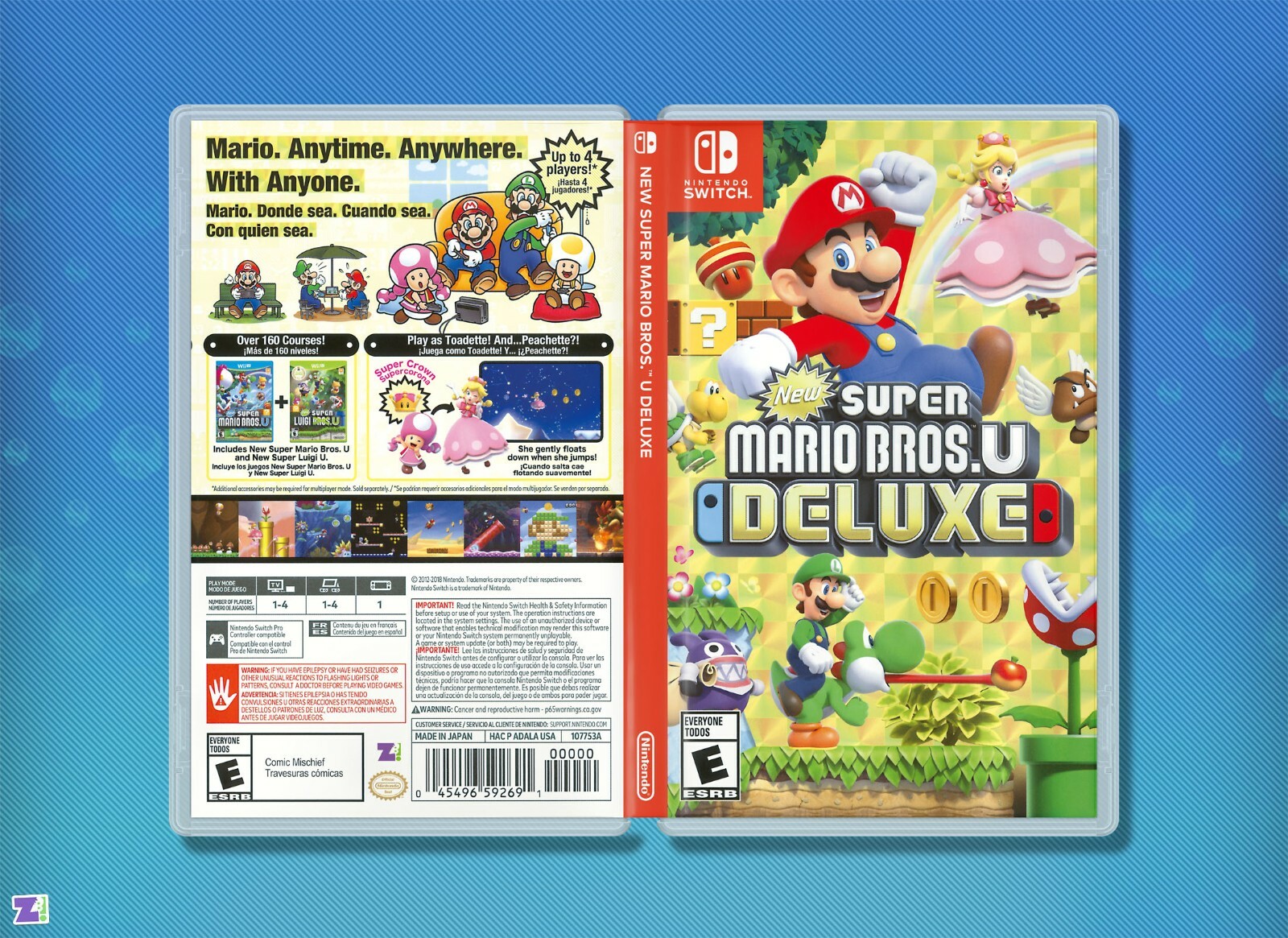 New Super Mario Bros U Deluxe Replacement Case: (Double-sided) Nintendo Switch